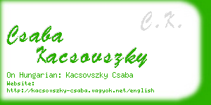 csaba kacsovszky business card